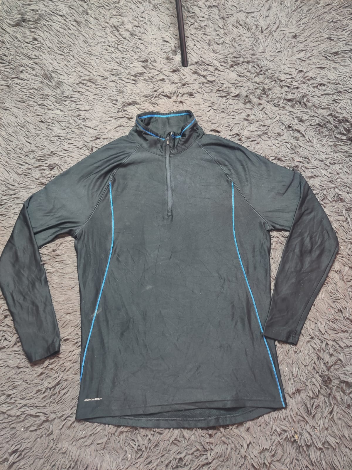 Unbranded Black Blue Quarter Zip Sports Pullover – Size L