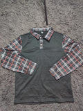 Unbranded Black Grey Red Long Sleeve Polo Shirt – Size L