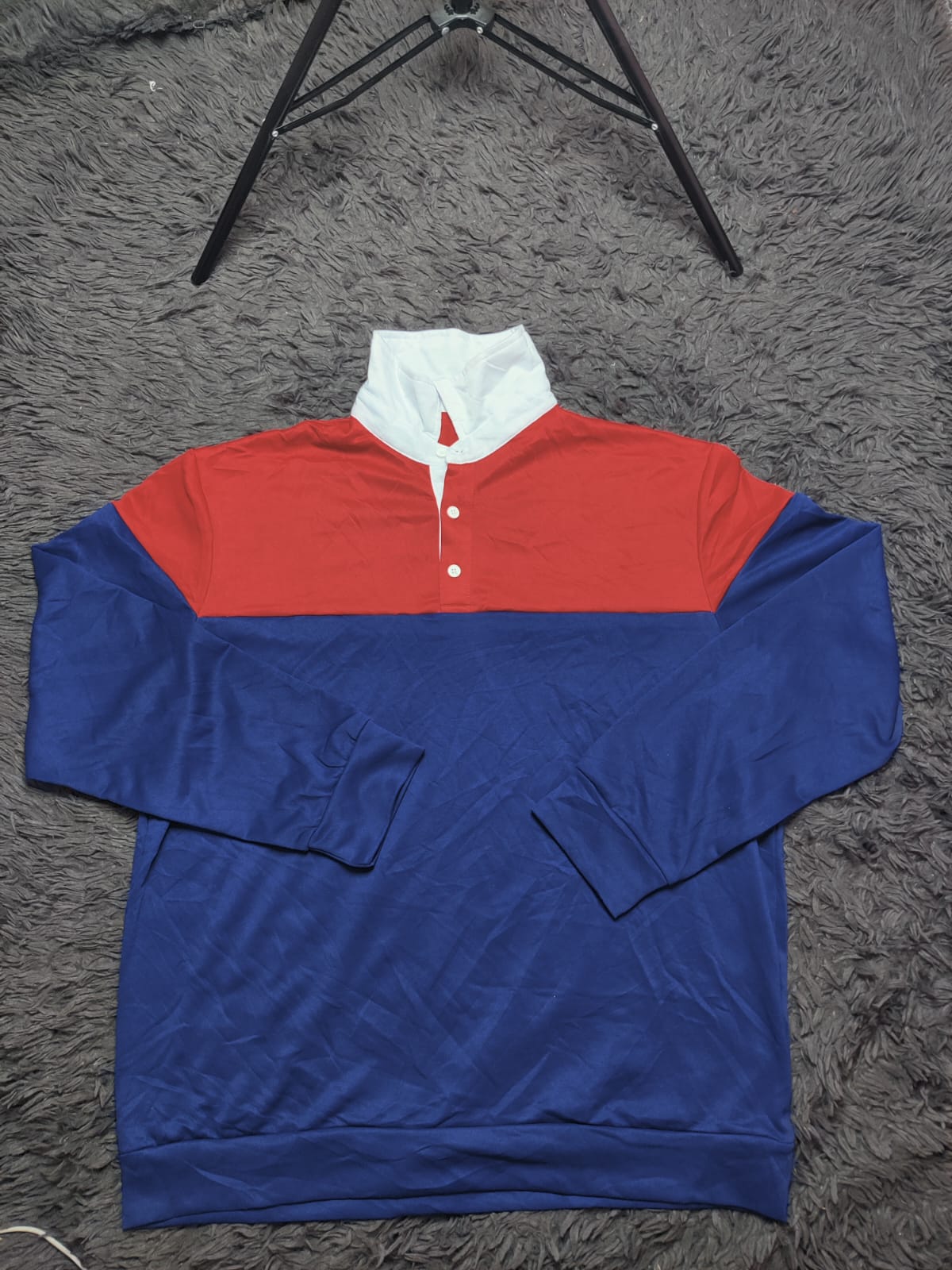 Unbranded Blue Red White Long Sleeve Rugby Shirt – Size XXL