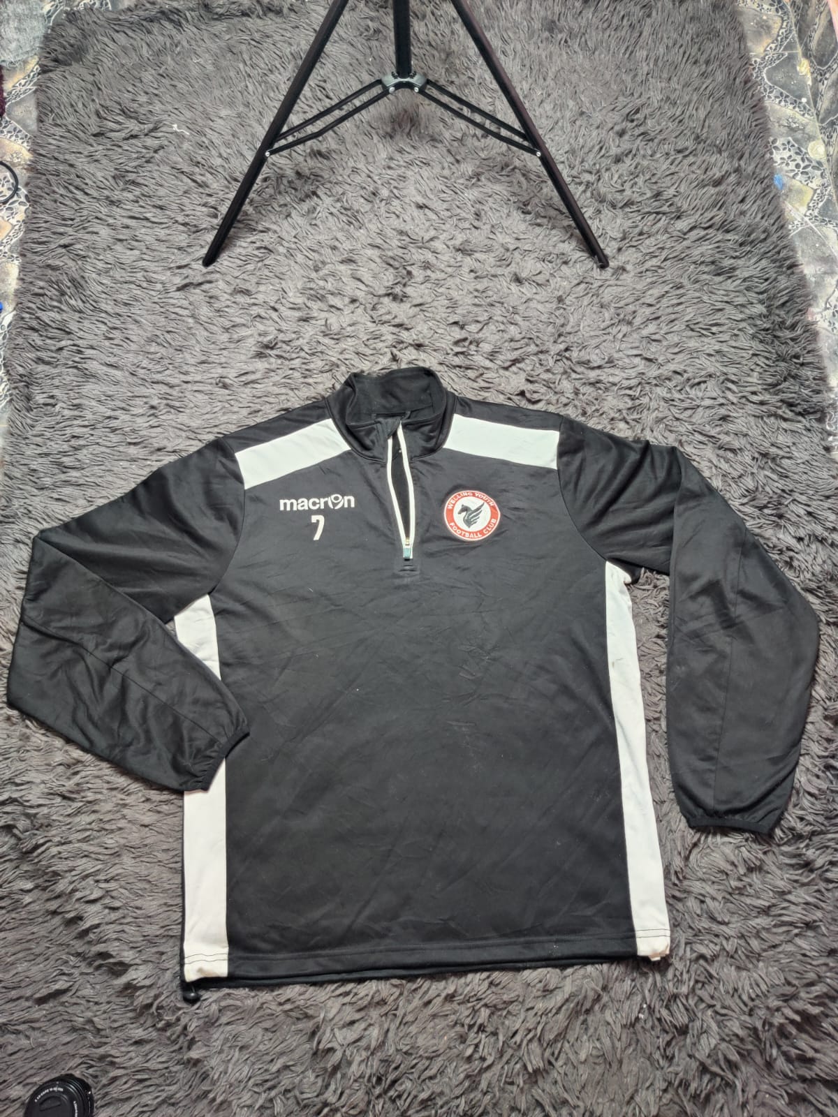 Macron Black White Quarter Zip Training Pullover – Size L