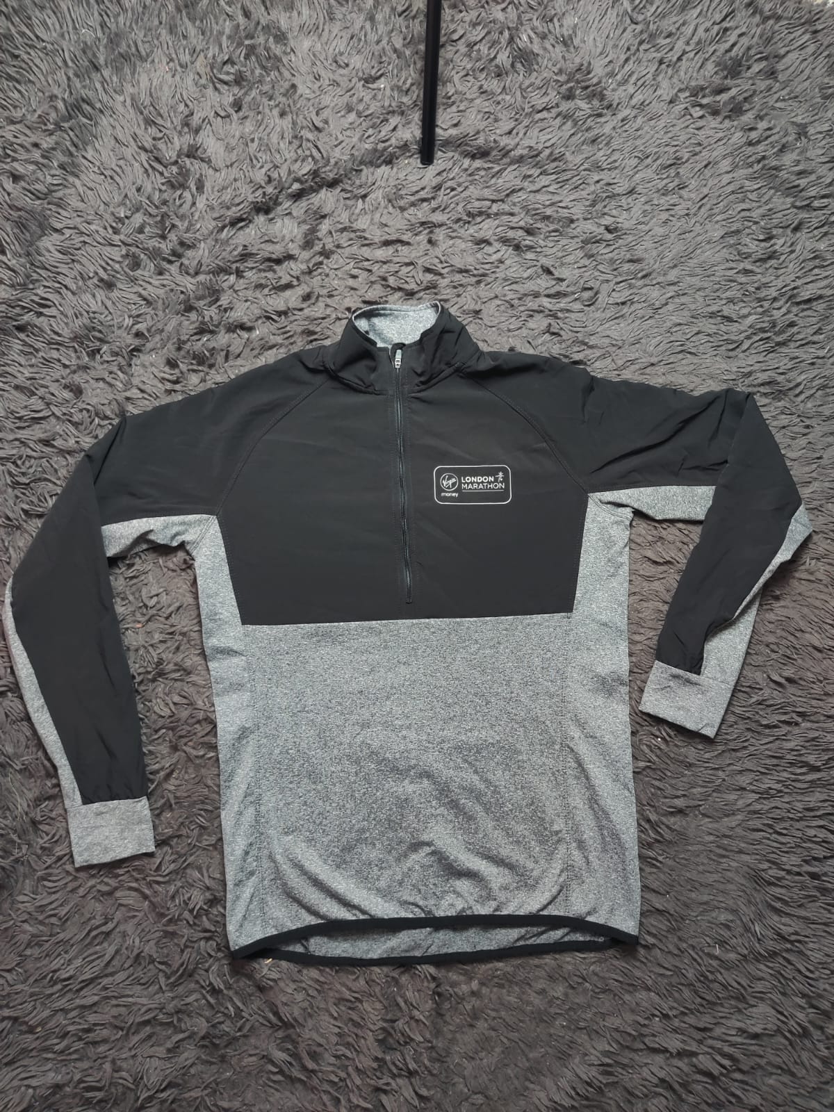Unbranded Black Grey Half Zip Sports Pullover – Size M