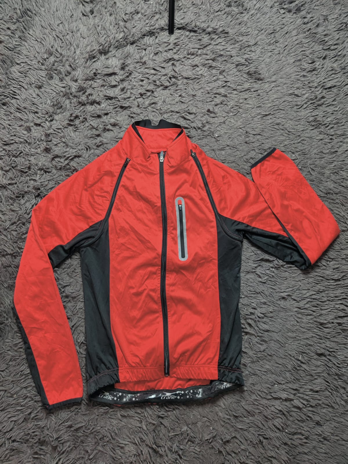 Crane Red Black Full Zip Cycling Jacket – Size S