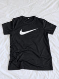 Black and white short sleeve sports shirt shown from the front