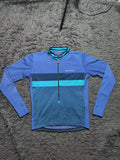 Chapeau! Blue and Turquoise Long Sleeve Cycling Jersey – Size L