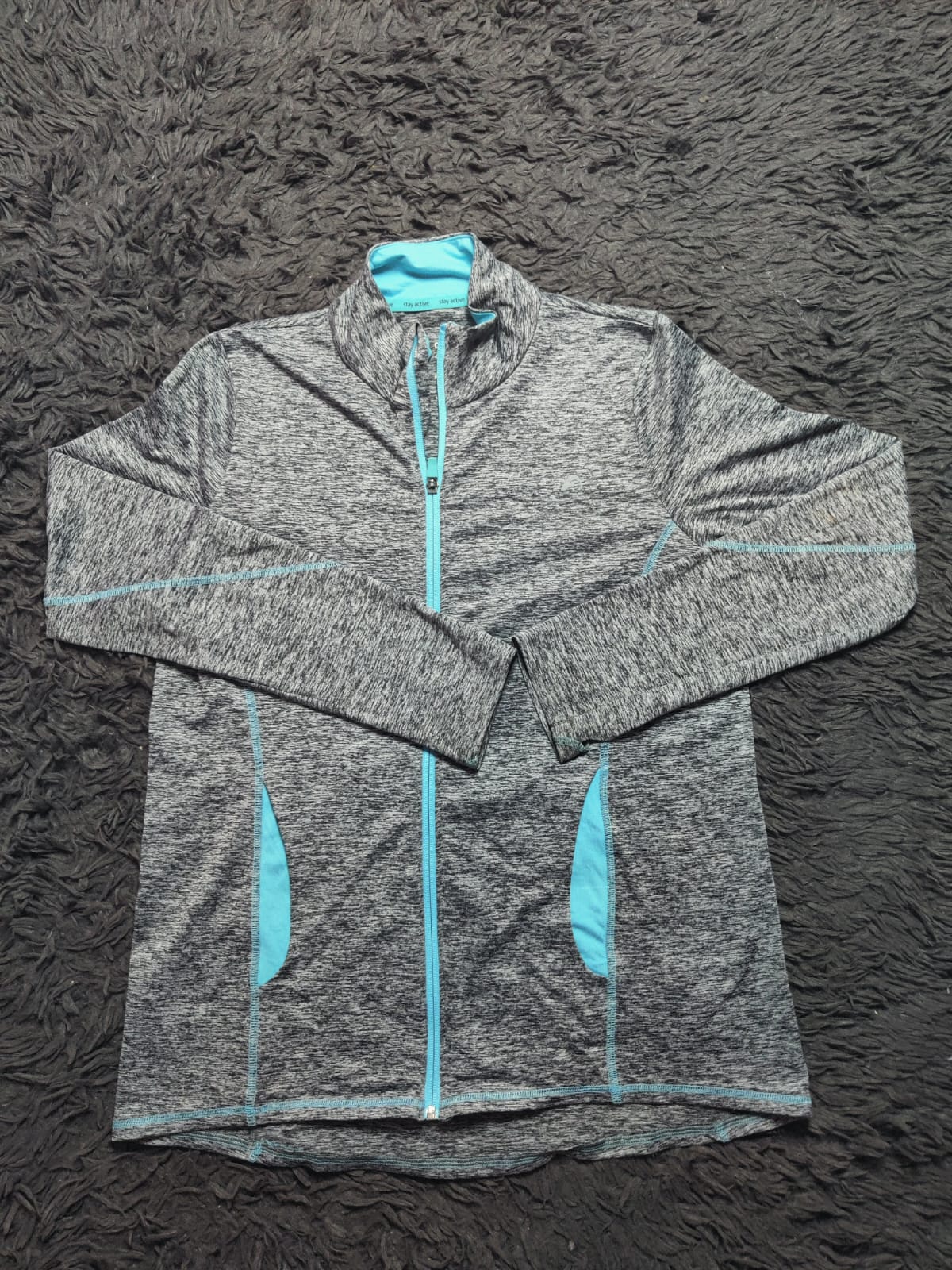 Unbranded Grey and Turquoise Full Zip Sports Jacket – Size M