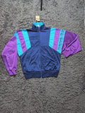 Reebok Navy Purple and Teal Color Block Track Jacket – Size XXL